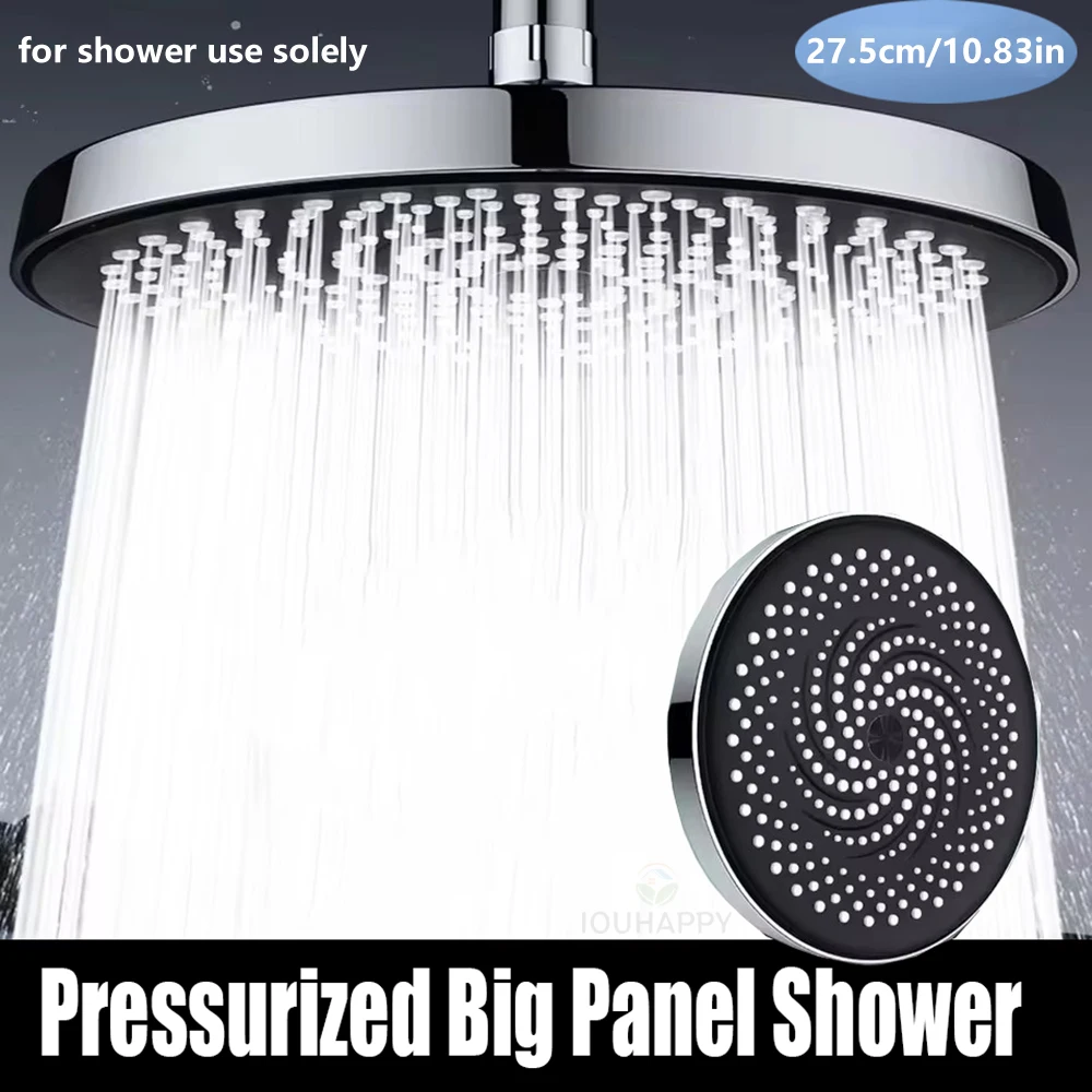 27cm Top Spray Large Water Volume Booster Shower Head 360° Adjustable Pressurized Single Head Home Bathroom Shower Head