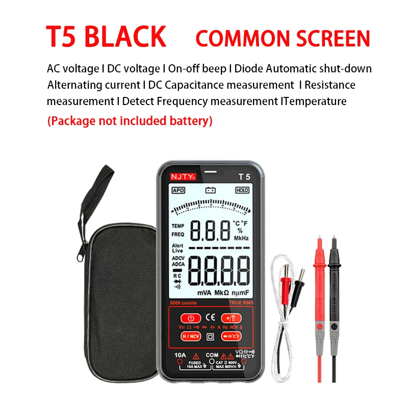 T5 Professional Digital Multimeter Automotive True RMS NCV 600V AC DC Voltage Smart Automatic Multimeter 9999 Counts Tester Tool