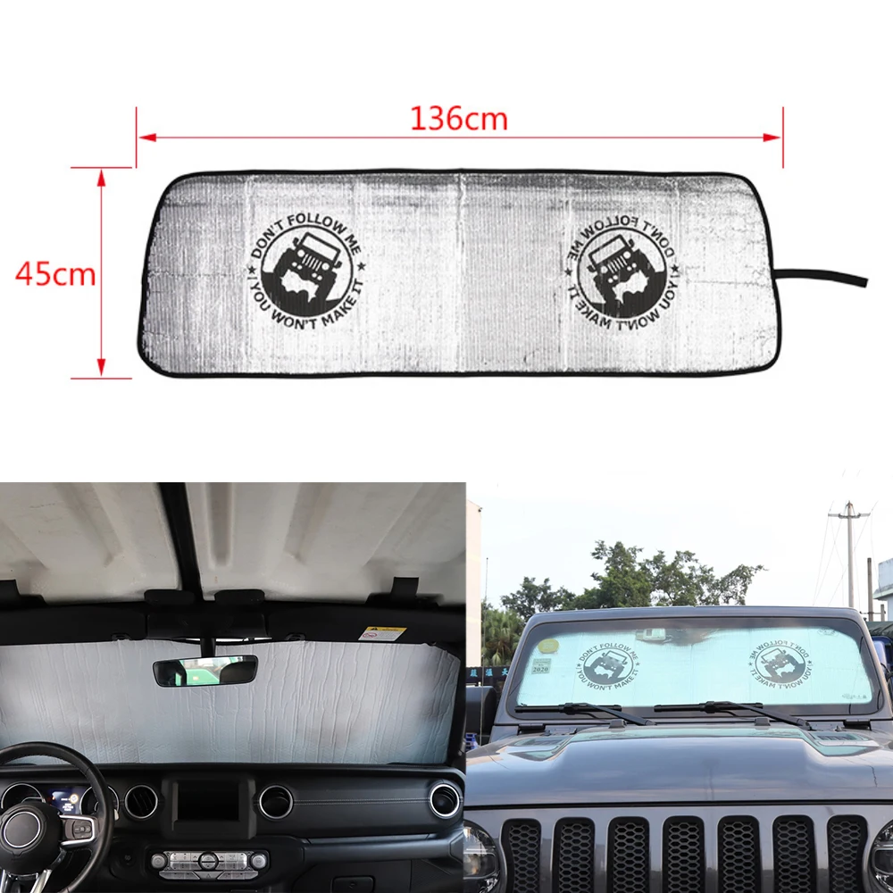Car Front Windshield Sunshade Cover Anti-UV Insulation Pad for Jeep Wrangler JL Gladiator JT 2018-2022 2023 Interior Accessories
