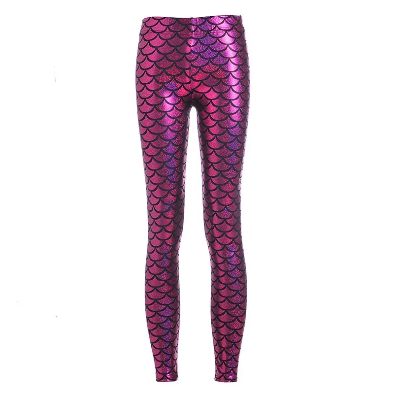 Meerjungfrau Fischs chuppen glänzende Leggings Frauen drucken übergroße Leggging sexy Dance Club mehrfarbige plus Größe Jeggings Streetwears