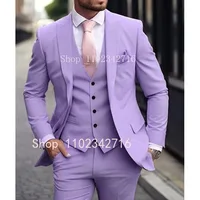 Pink Luxury Men Suits 2024 Terno Slim Fit 3 Piece Jacket Pant With Vest Groom Wedding Tuxedo Costume Homme Formal Occasion Terno 4