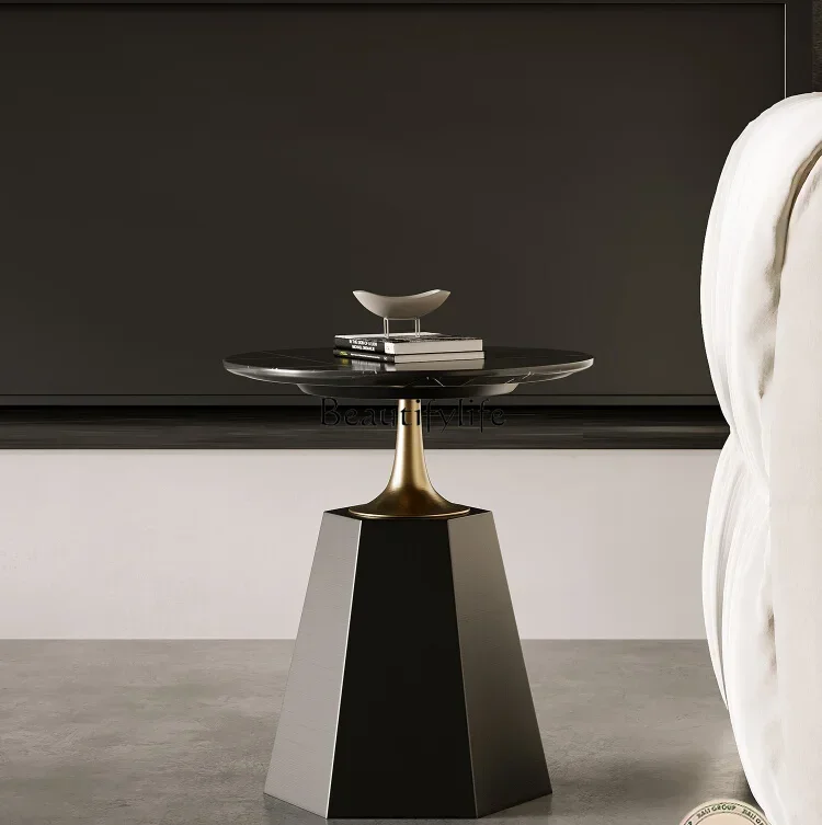 

FG26Italian Light Luxury Stone Plate Side Table Home Small Apartment High-Grade Artistic round Sofa Corner Table