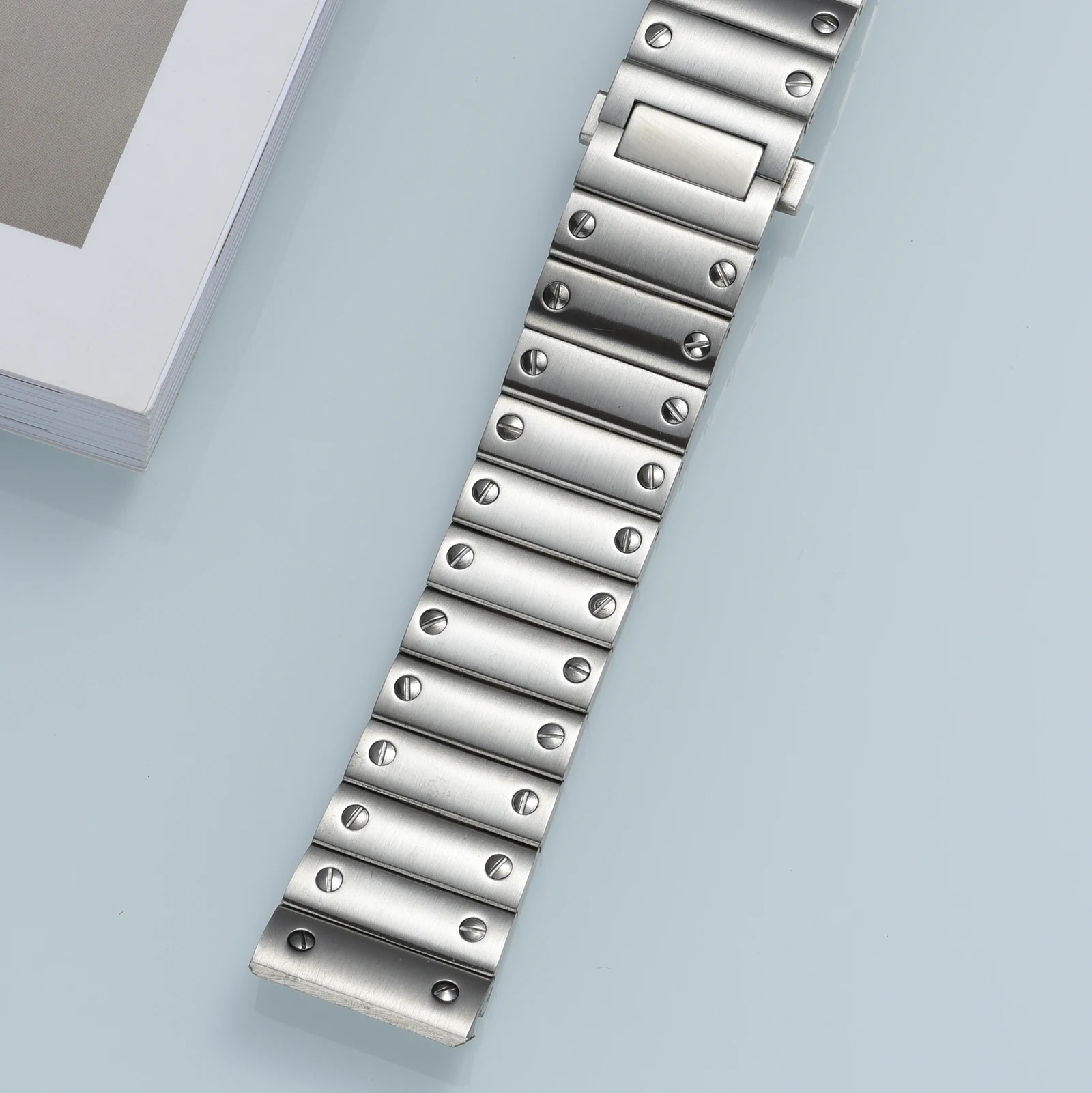 سوار ساعة من الفولاذ المقاوم للصدأ مقاس 21 ملم متوافق مع كارتييه سانتوس WSSA0009 WHSA0007 WHSA0010، سوار معدني بديل #4