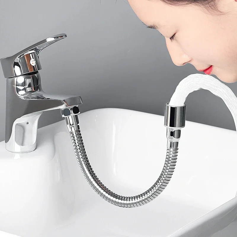 Universal Stainless Steel Faucet Extender with Anti-splash Head Nozzle Aerator And Extension Hose for Kitchen Sink