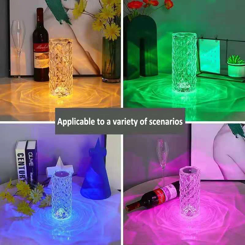 Imagem -05 - Led Usb Rose Diamond Desk Lamps Crystal Table Lamp Interruptor de Toque Bluetooth Speaker Quarto Luzes Noturnas de Cabeceira Decoração