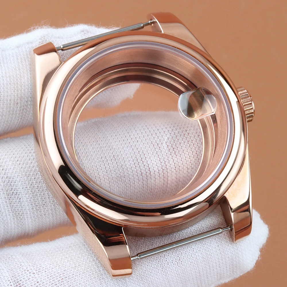 

36mm 39mm Rose gold/Gold Case Sapphire glass For Seiko NH35 NH36 Movement 28.5mm Dial 316L Stainless Steel Datejust Watch Case