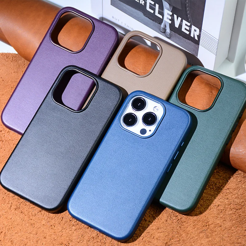 2024 Luxury Leather For iPhone 15 Pro Max Plus Strong Magnet Case For Magsafing Cover Wireless Charging Drop Protect Covers