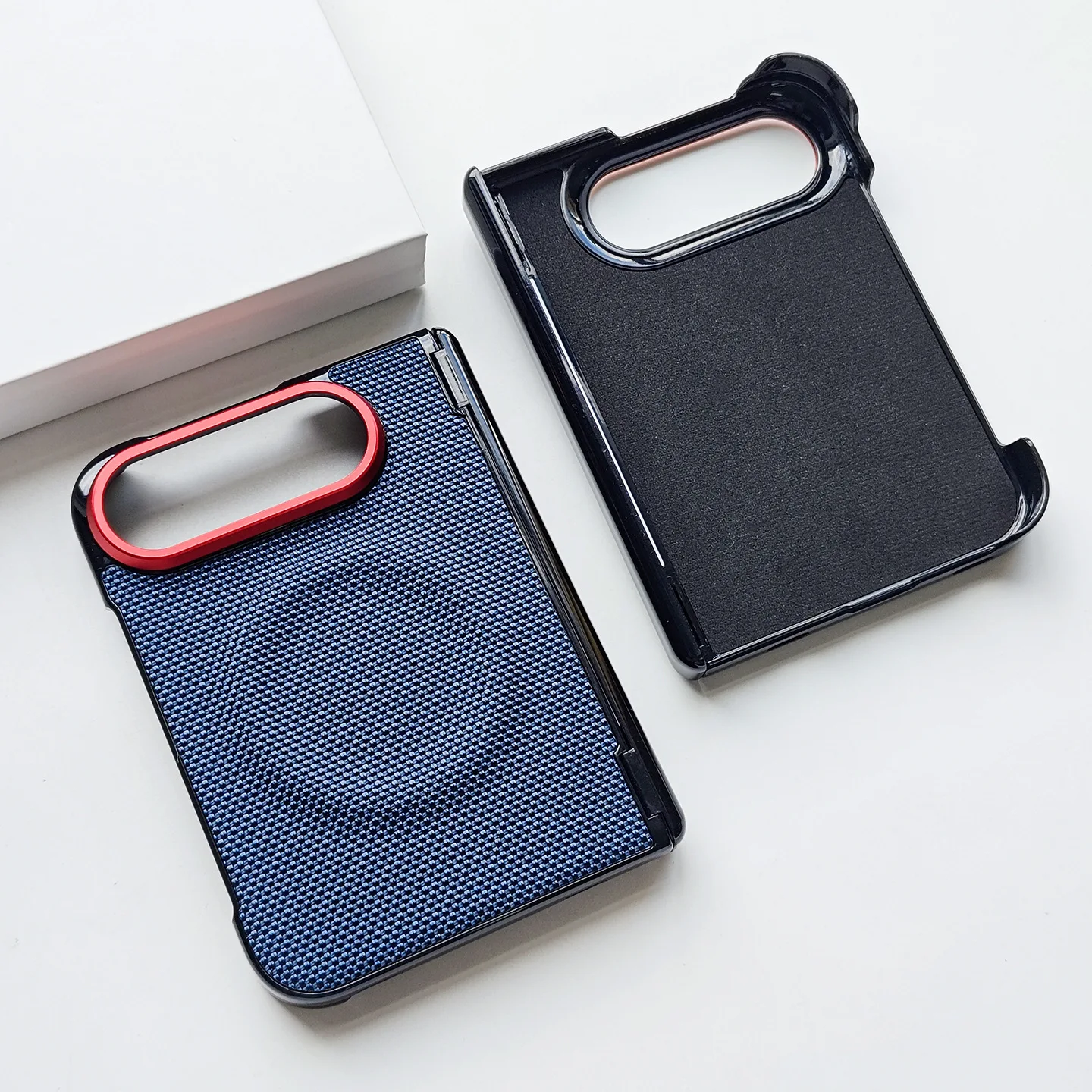 Woven Fabric Texture Magnetic Case for IPhone duo 18 Fold Electroplated Camera Frame Hinge Protect Shockproof Hard Phone Cover