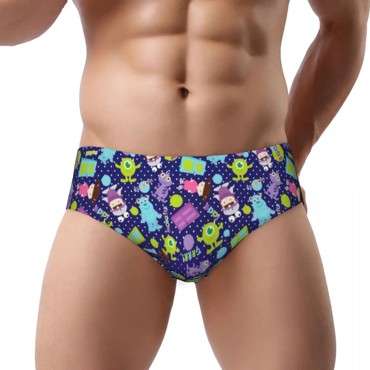 Custom Anime Monster University Sullivan Mike Briefs Underwear Men's Breathable Stretch Underpants