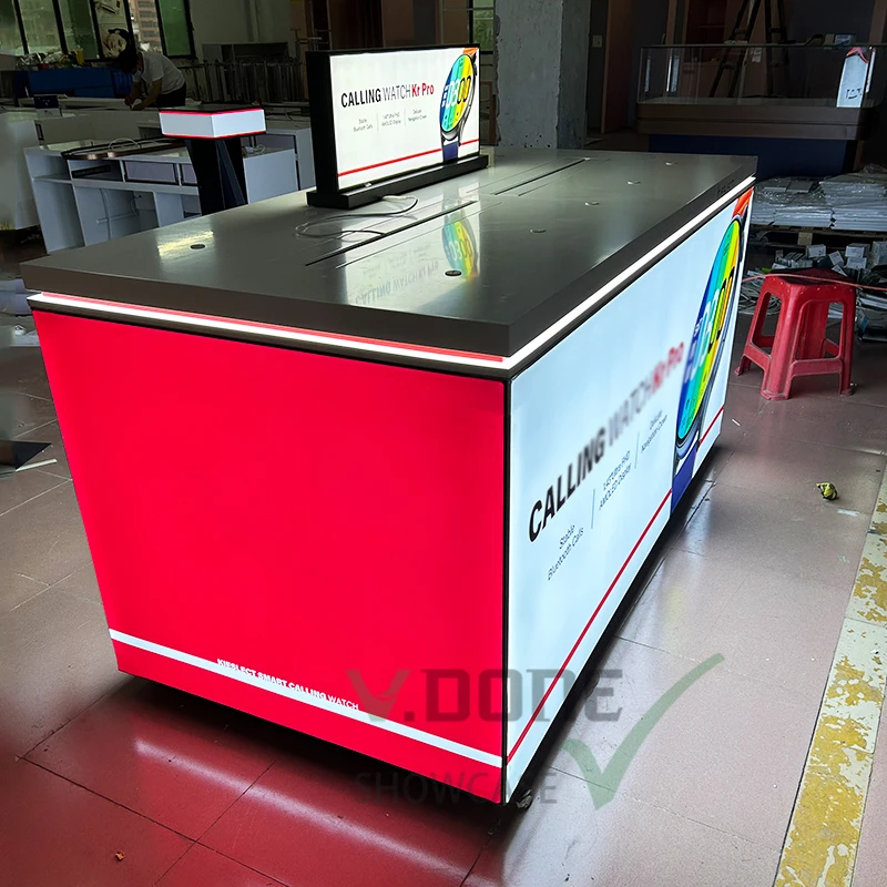 

custom.LED Retail Showcase Cell Phone Accessories Kiosk Glass Mobile Phone Display Showcase Mobile Phone Counter Cellphone Showc