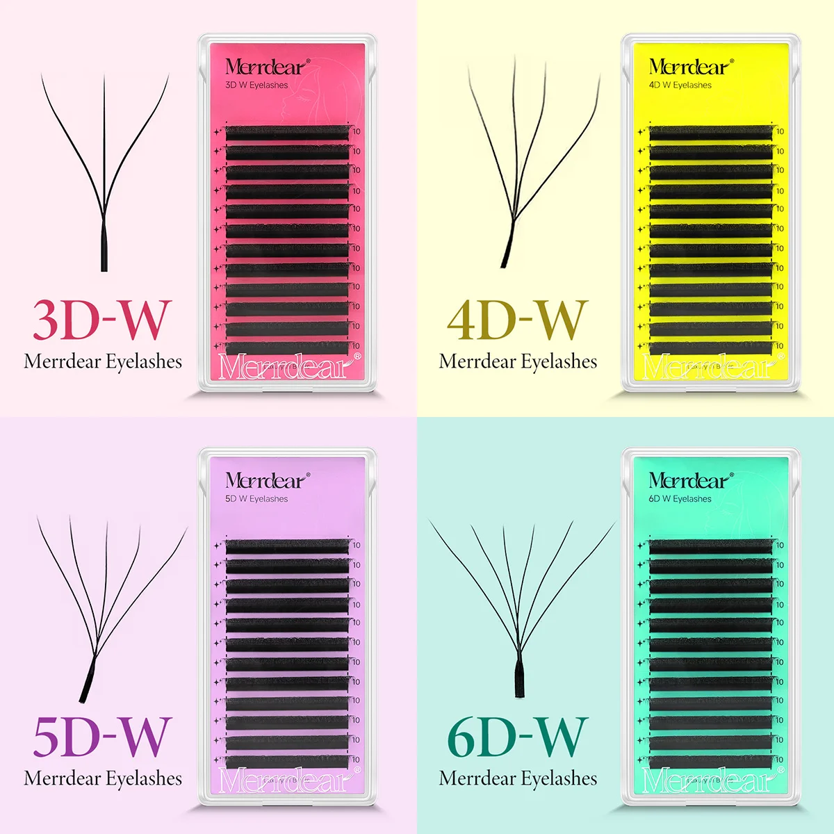 Merrdear W-Shape Eyelash Extension 3d 4d 5d 6d W Lashes Natural Soft Premade Fan Bloom Effect Eye Lashes for Beauty Makeup