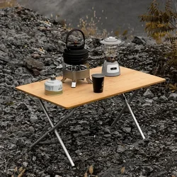 MOEYE Outdoor Camping Bamboo Plank Table Portable Picnic Folding Desk Camping Aluminium Alloy Foldable Table New