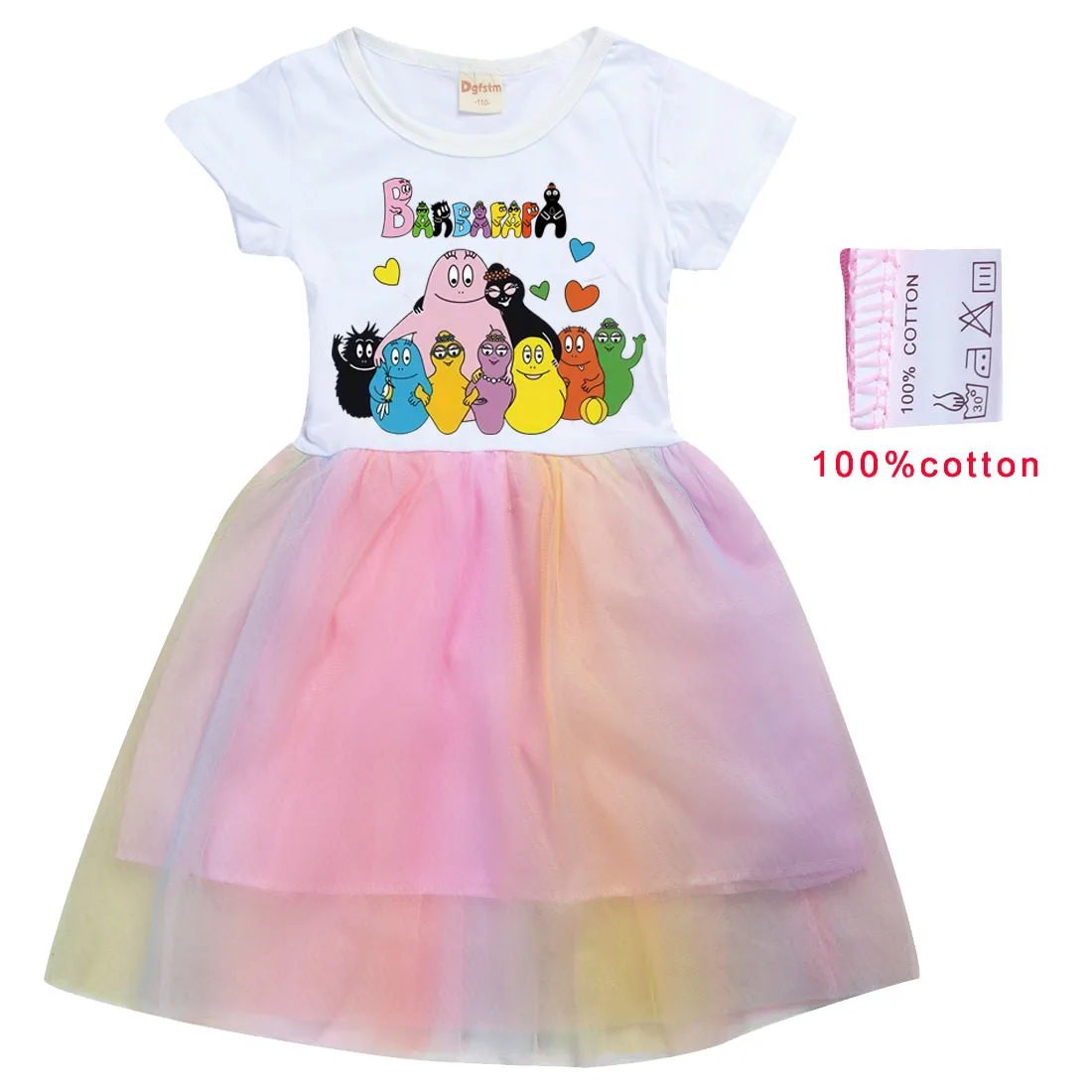 2022 summer New T shirt Dress Barbapapa Girls Tutu Dress Halloween Cosplay Costume Princess Kids Girls Birthday Party Dresses