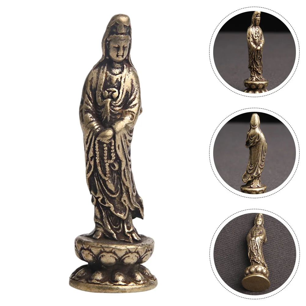Brass Religious Buddha Adornment Exquisite Desktop Decor High Quality Material Compact Size Stable Flat Bottom Design
