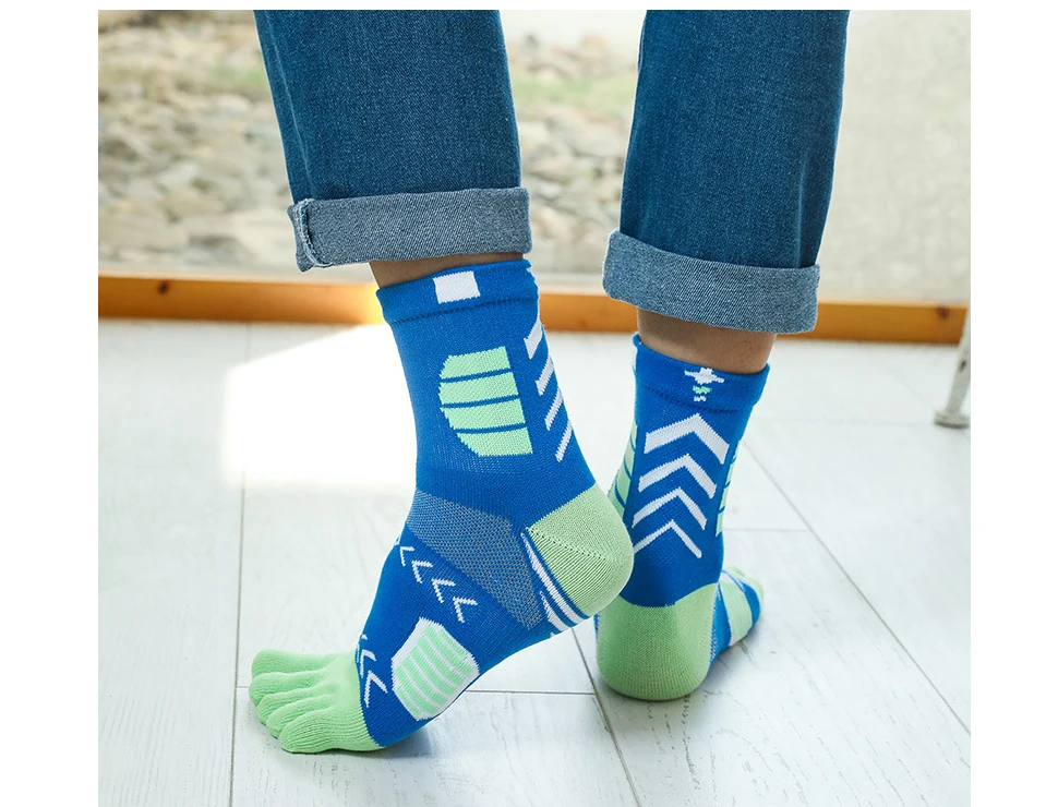 5 Paar Sport-Zehensocken, Kompression, reine Baumwolle, schweißabsorbierend, bunt, für Fahrrad, Marathon, Fitness, Outdoor, Basketball, 5-Finger-Socken – Detail 5