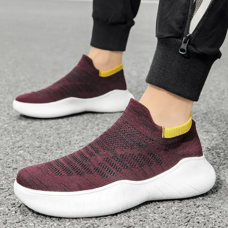 

Мужская спортивная обувь без шнуровки на толстой платформе, низкие спортивные кроссовки для бега, дизайнерские легкие легкие мужские повседневные кроссовки для спортзала