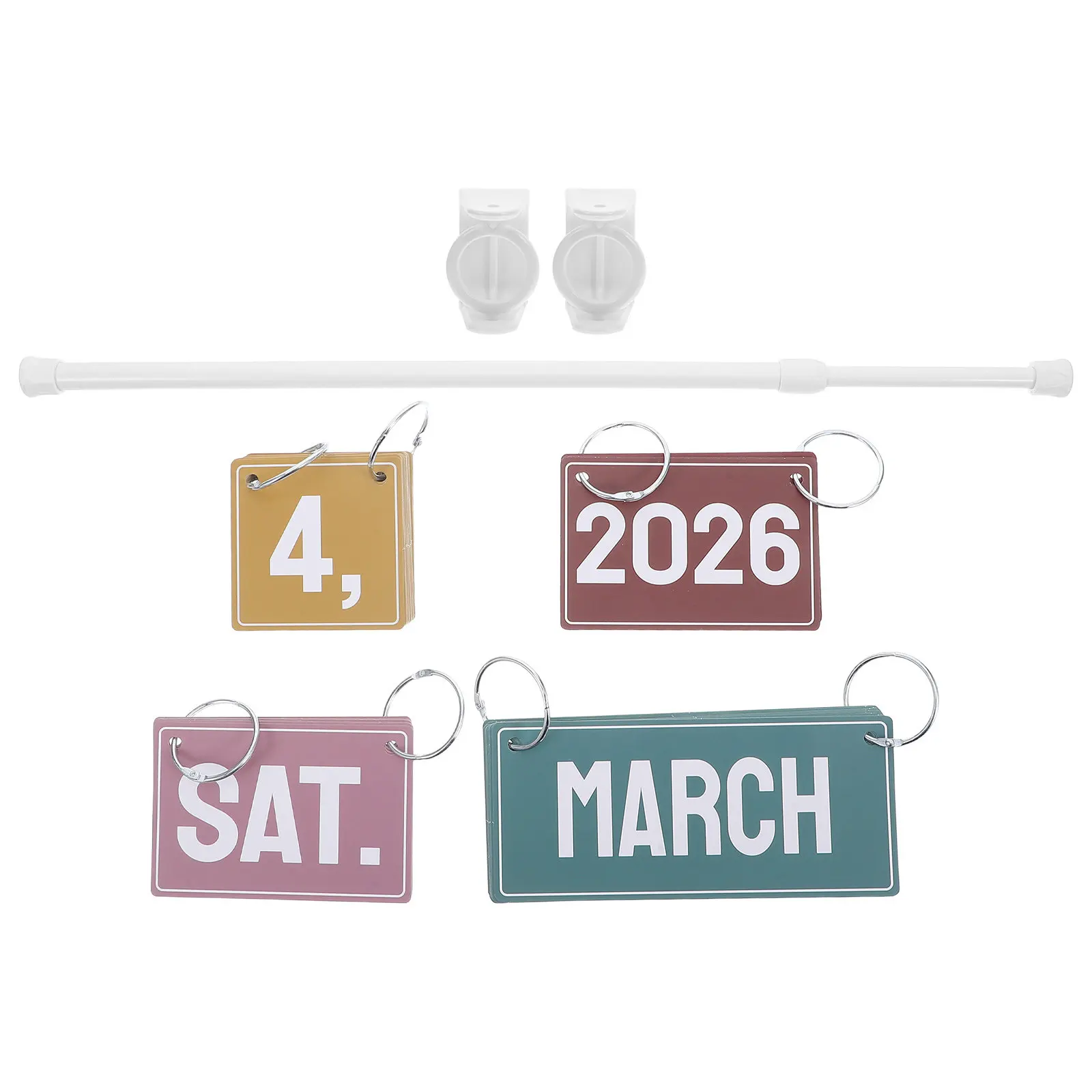 1Set Colorful Flip Calendar Bulletin Board with Sturdy Metal Holder Date Cards for Classroom Home Decor School Supplies