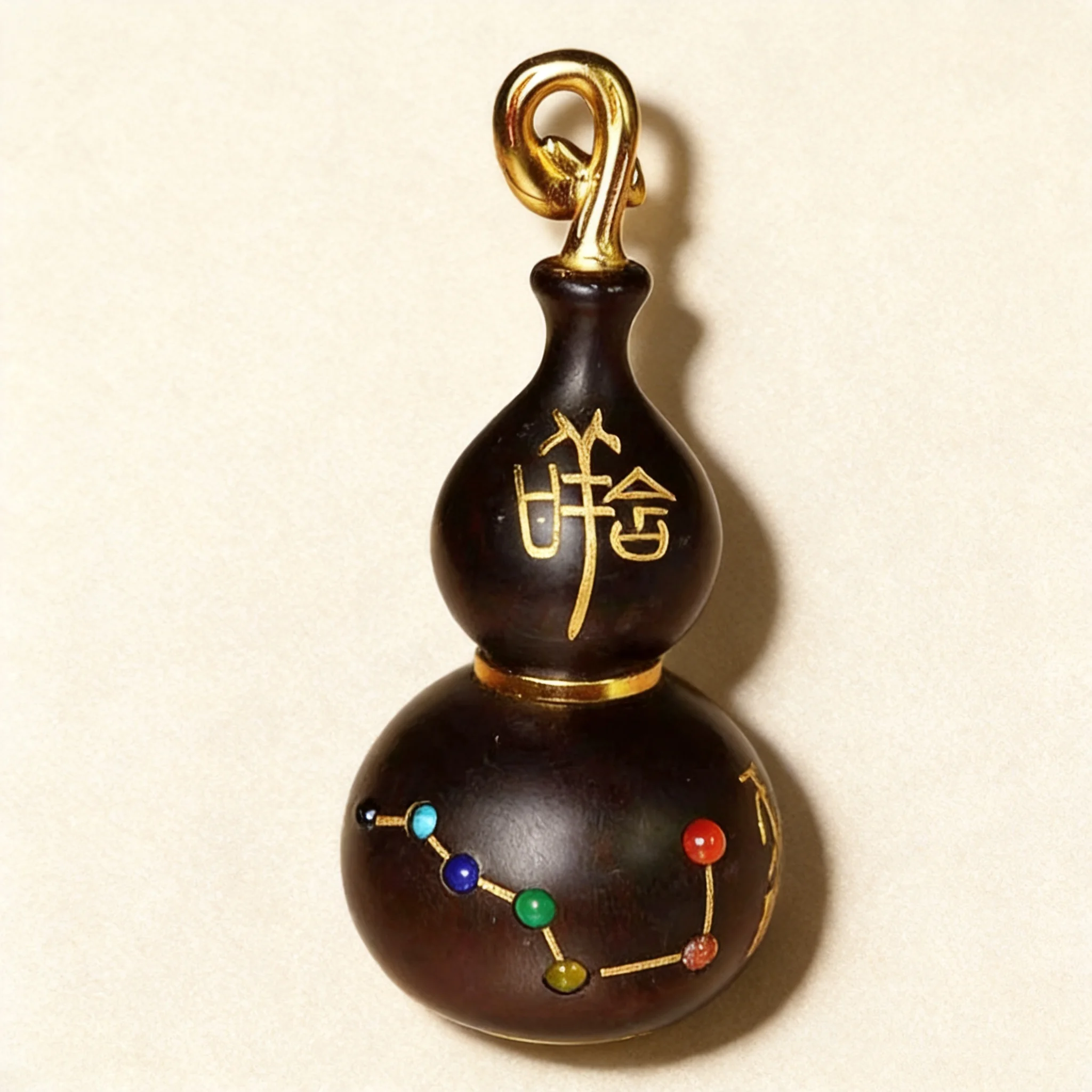 natural-jujube-wood-gourd-pendant-gold-inlaid-carved-seven-deities-chinese-zodiac-lucky-amulet-blessing-wealth-good-luck-fortune