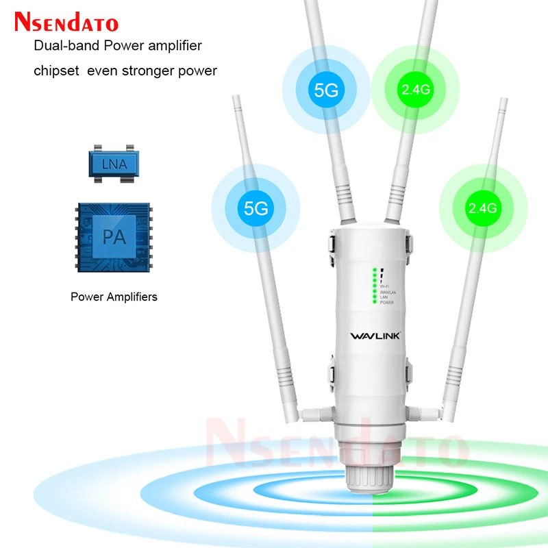 Extender WiFi esterno a lungo raggio Wireless Dual Band 2.4G/5Ghz AC1200 AC600 Router Wifi ad alta potenza/Ripetitore Ripetitore di segnale POE