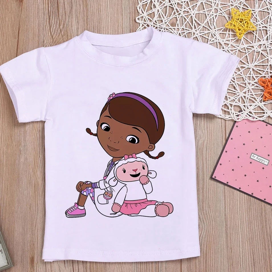 

Kids Summer Cute T-shirt Girl Doc McStuffins Clinic Girl Cartoon Print Tops Baby T Shirt Fashion Toddler Casual Kids Clothes