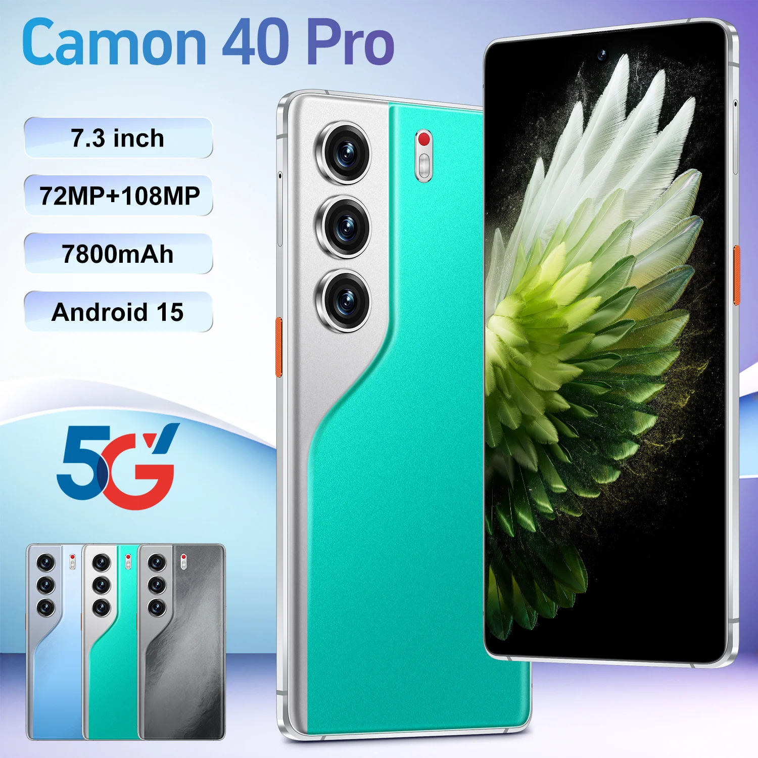 yZ[zCamon 40 Pro HOT 2025 IWi^ubg 7.3C` HD 4K Android 15 22GB+2TB 7800mAhobe[ 4G 5G fASIMJ[h WiFi GPS Google