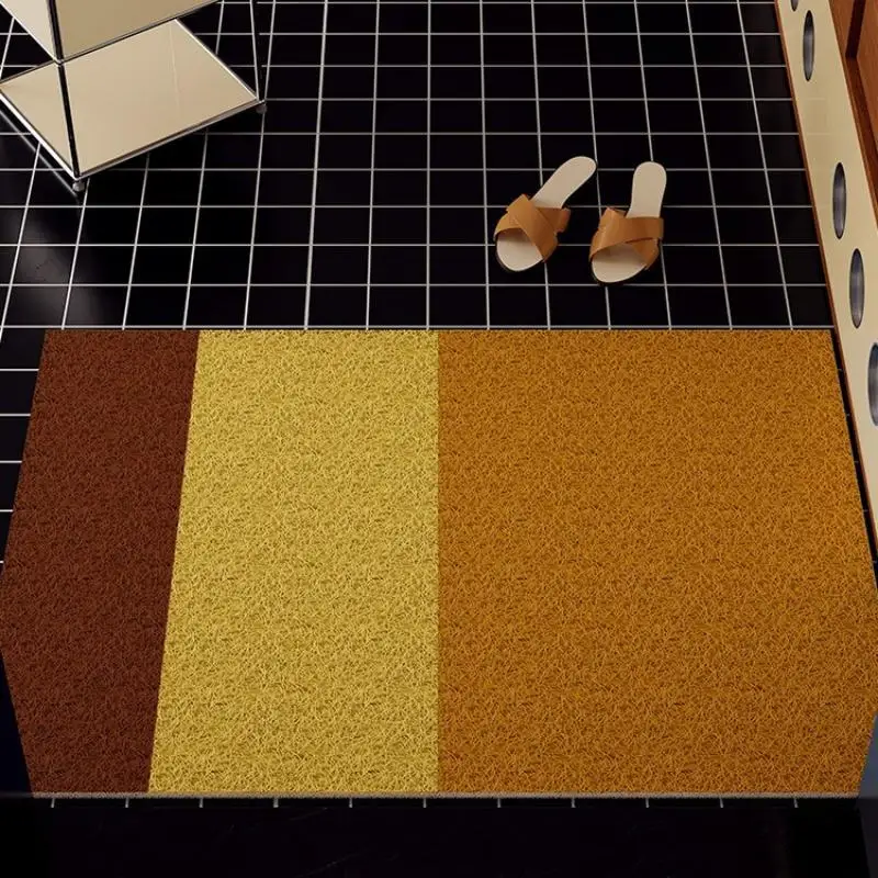 American Retro Solid Color Blocks Wire Loop Floor Mat Home Non-slip Carpet Door Entry Mat Dirt-Resistant Leave-In Foot Cushion