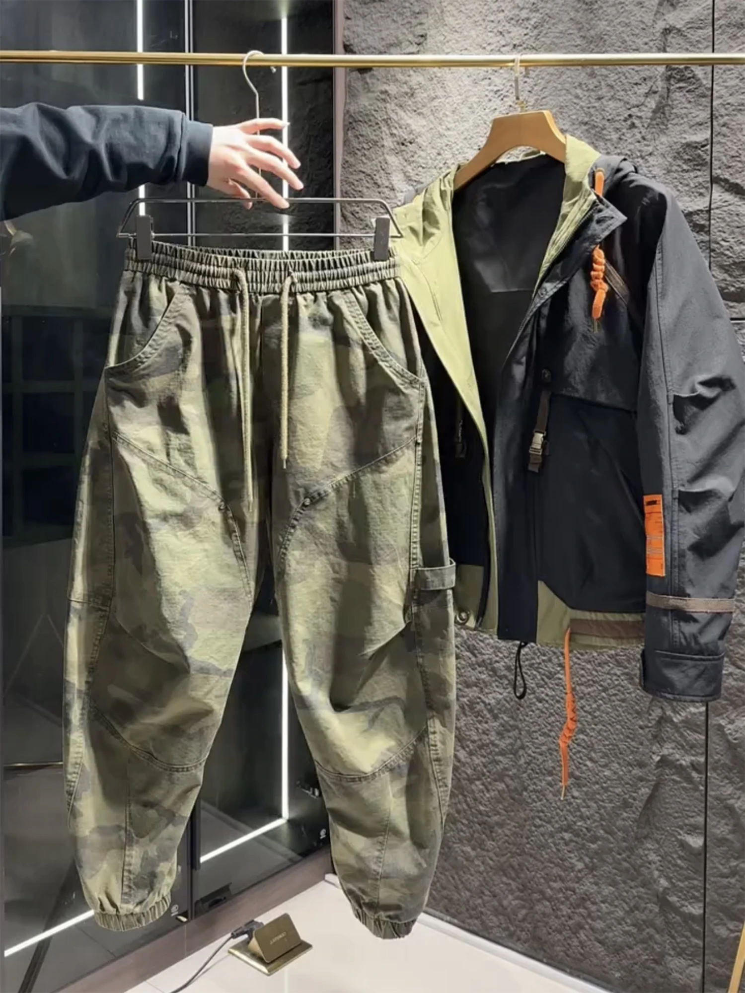 

Trendy Casual Pants Men's Summer 2025 Harajuku Sle American Camouflage Workwear Loose Fit Elastic Waist Cargo kets