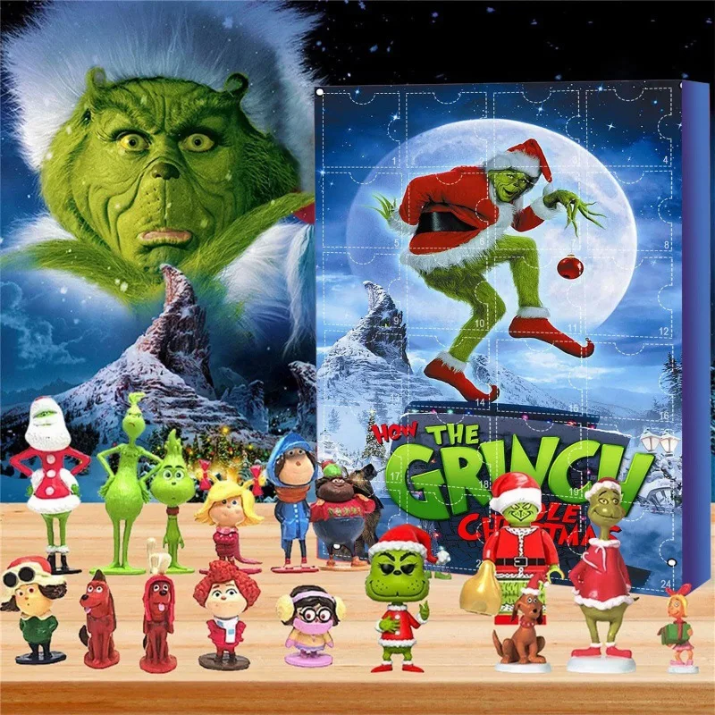 24 Days Christmas Advent Calendar Surprising Box Cartoon Elf Grinch Panic Figures Doll Blind Box Countdown Calendar Gifts Box