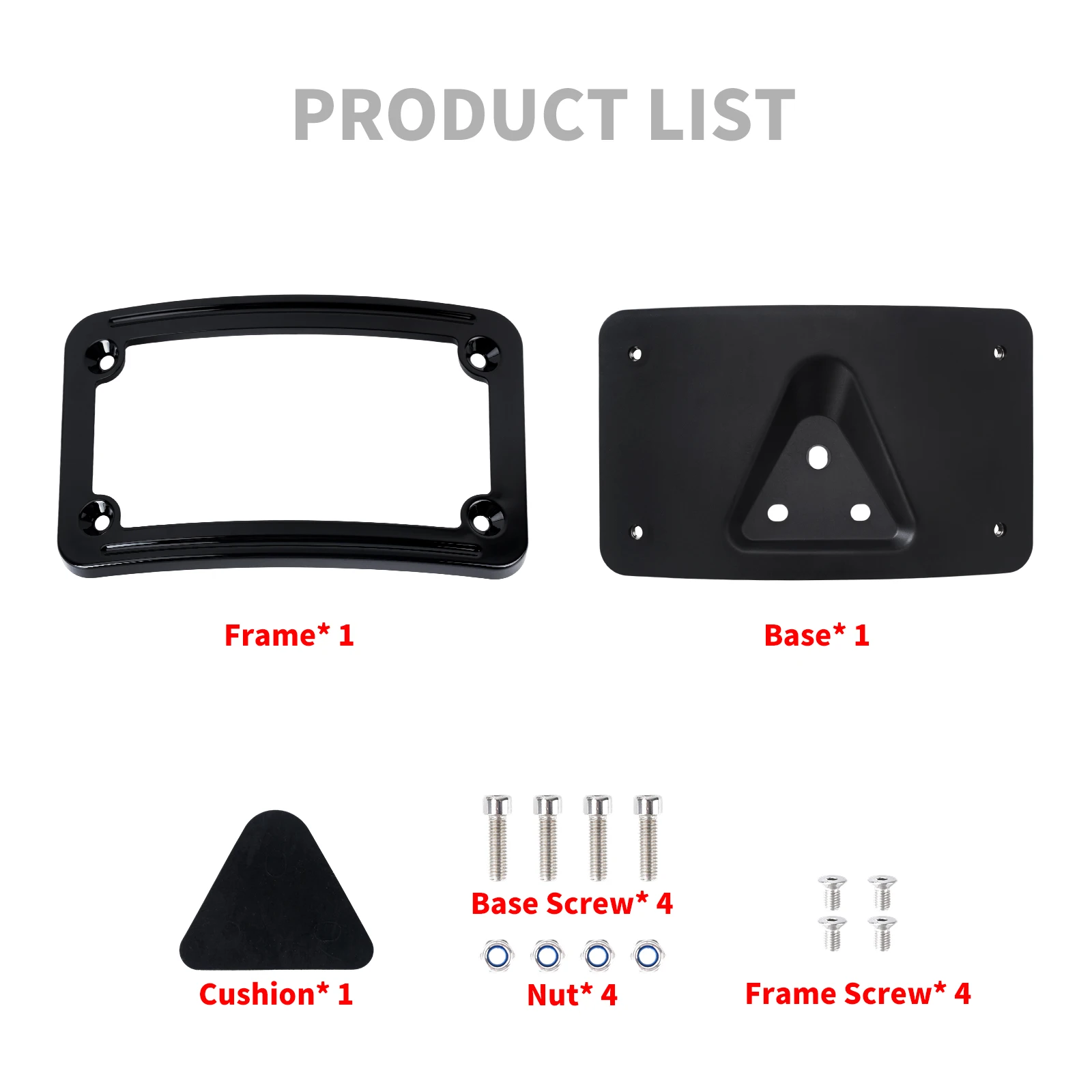 Motorcycle Curved Laydown License Plate Frame Bracket Mount Holder For Harley 3 Hole Mount Softail FL Dyna For Honda VTX1300R - view 6