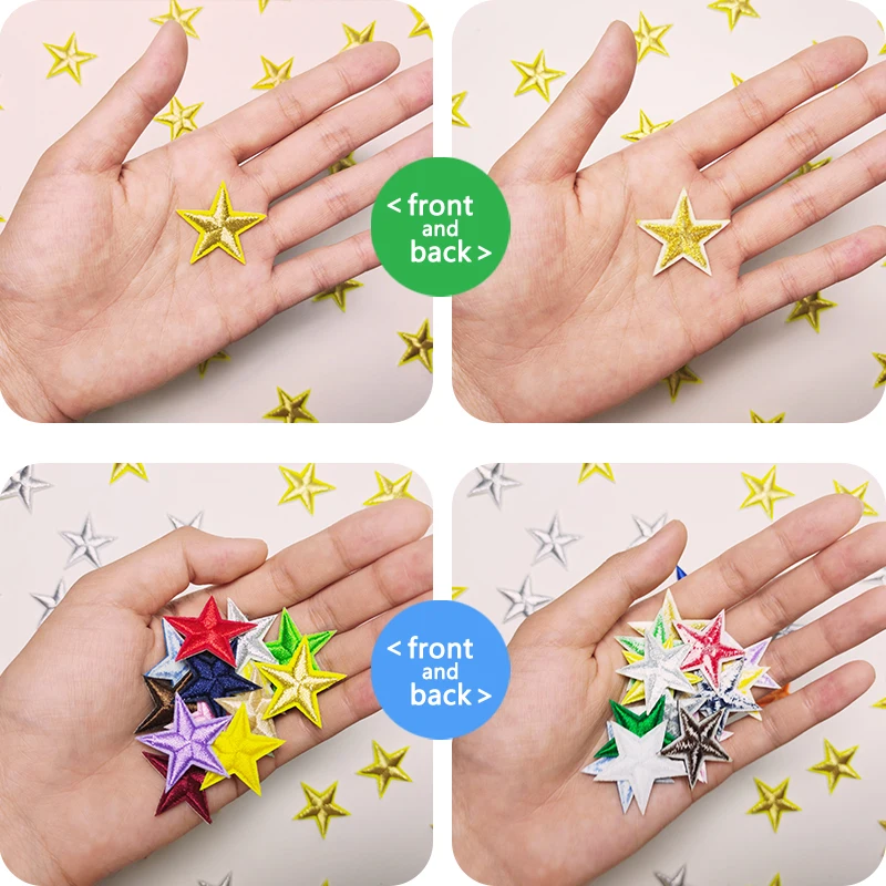 100 Pieces lot five-pointed star Patches For Clothing Kids Iron On Bulk Girls Pack Mix Boys Embroidered Wholesale Small Thermal