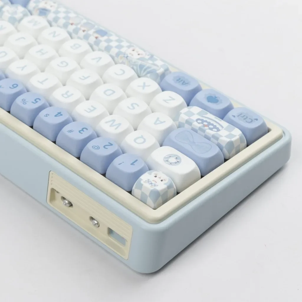 Imagem -05 - Keycaps Azuis para Teclado Mecânico Pbt Sublimação de Corante Bonito Adequado para Meninas Interruptores mx Perfil Moa