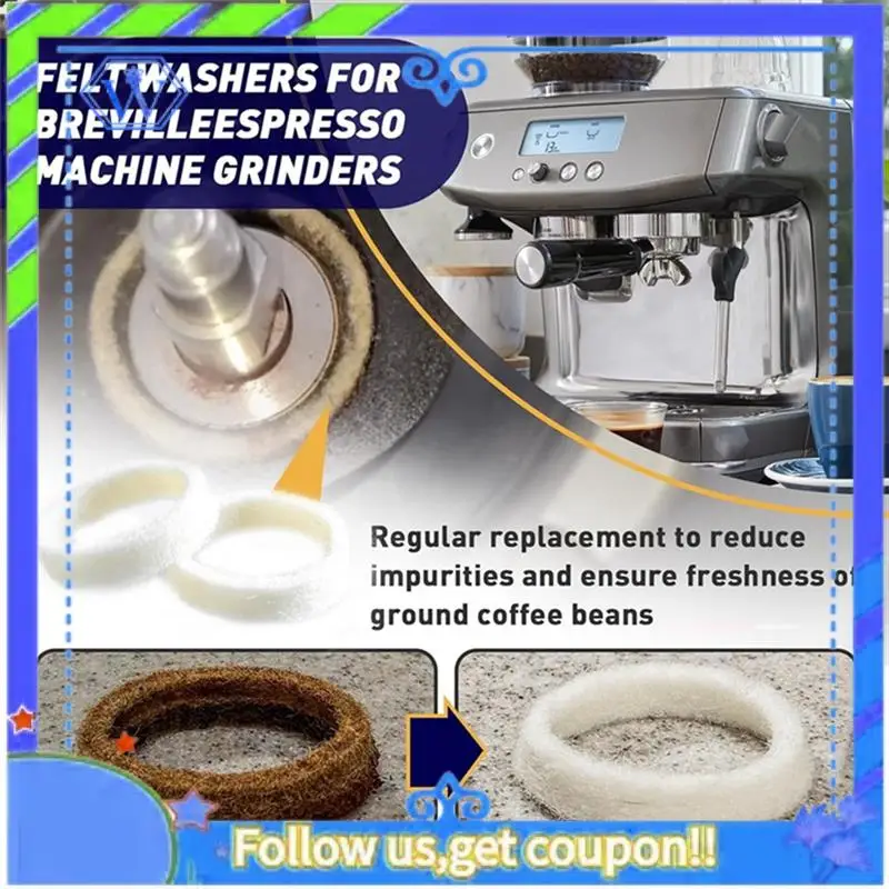 

A55P-10 шт. сменная фетровая шайба для Breville Espresso BES870, фетровая шайба, нижнее шерстяное кольцо с заусенцами для чистки кофемашины