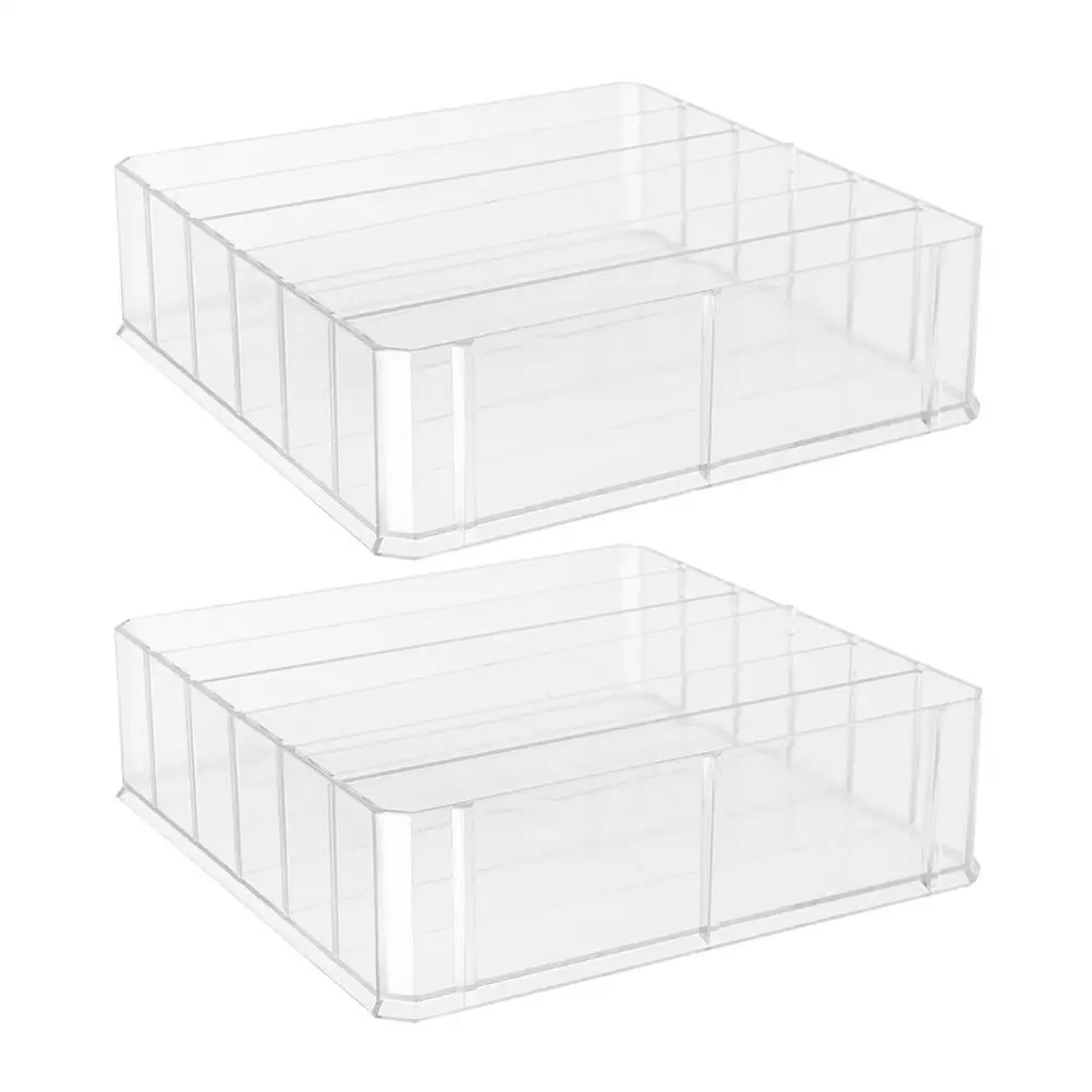 2Pcs Acrylic Storage Box Multi-Grid Storage Box Transparent MultiGrid Currency Organizer for Bills Envelopes Desk Classroom