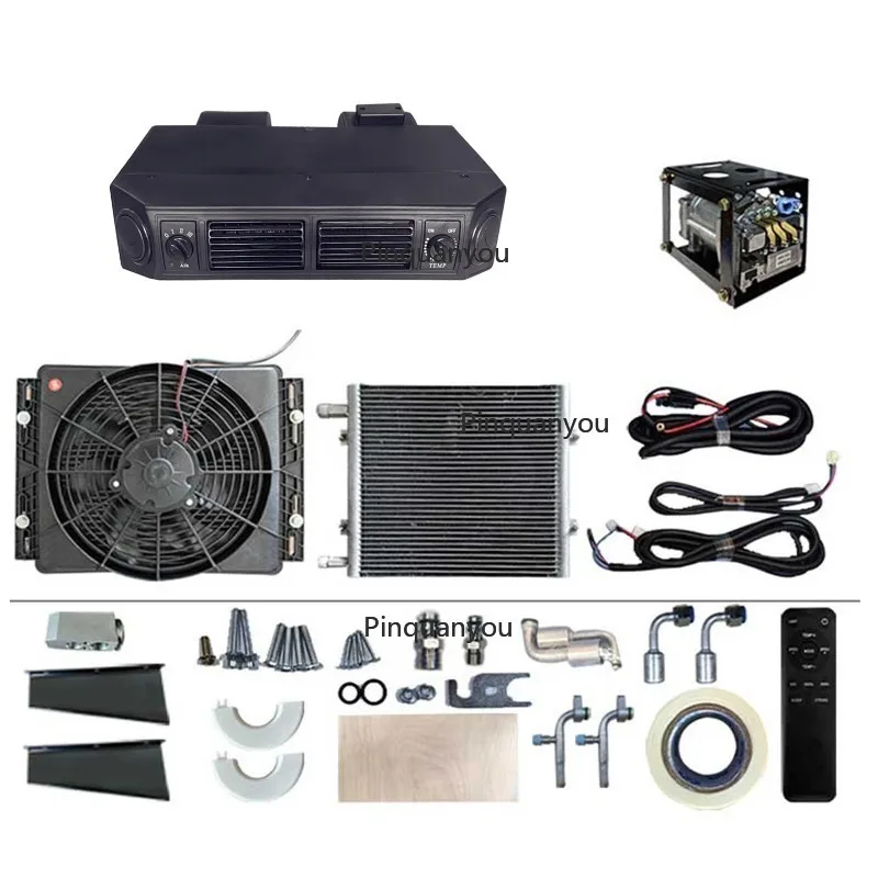 12 V RV AC Unit for Camping Truck Tractor Camper Van Motohome Trailer - Por Air Conditioner Kit with 3 in 1 Functionality