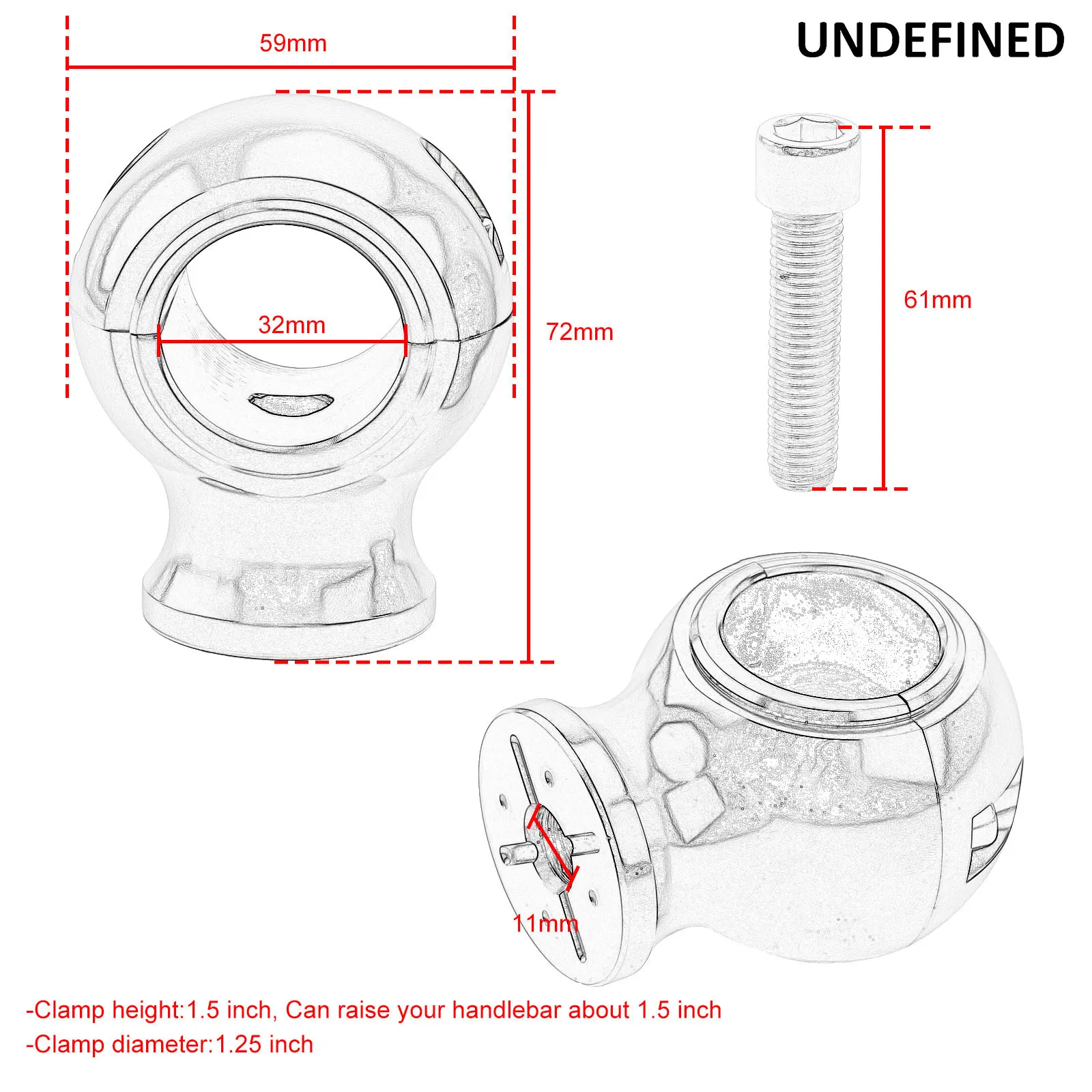 32MM 1.25\'\' Motorcycle Fat Round Handlebar Riser Clamp For Harley Touring Sportster Dyna Softail Honda Kawasaki Suzuki Universal