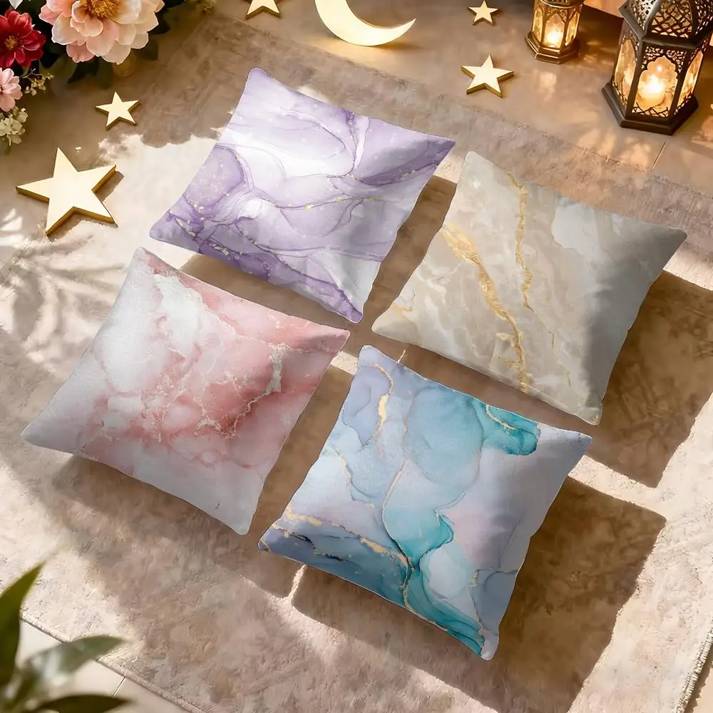 Gold Foil Marble Cushion Cover Soft Short Plush Pillow Cover Smooth Cozy Texture Aesthetic Cushion Case Home Decor