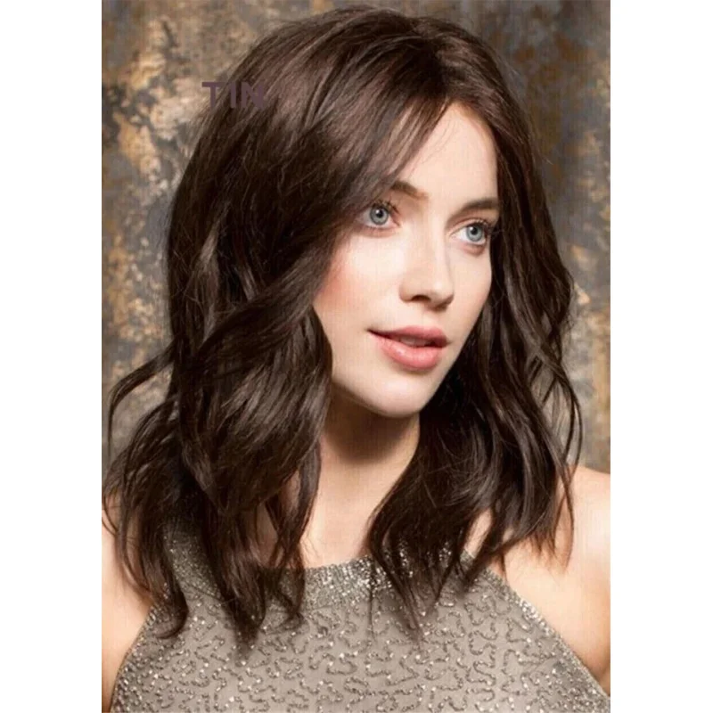 

Human Hair Brand New Women's Long Natural Dark Brown Wave Full Wig 20In