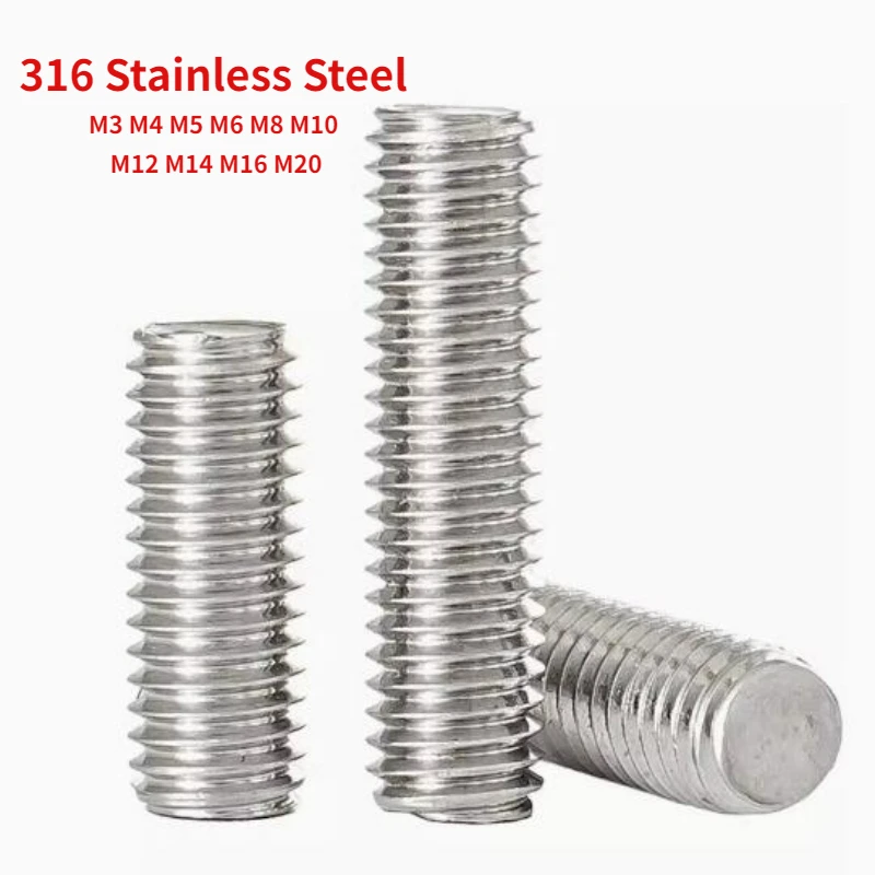 M3 M4 M5 M6 M8 M10 M12 M14 M16 M20 316 Stainless Steel Full Thread Bar Bolt Wire Threaded Rod Stud Tooth Stick Length 45mm-150mm