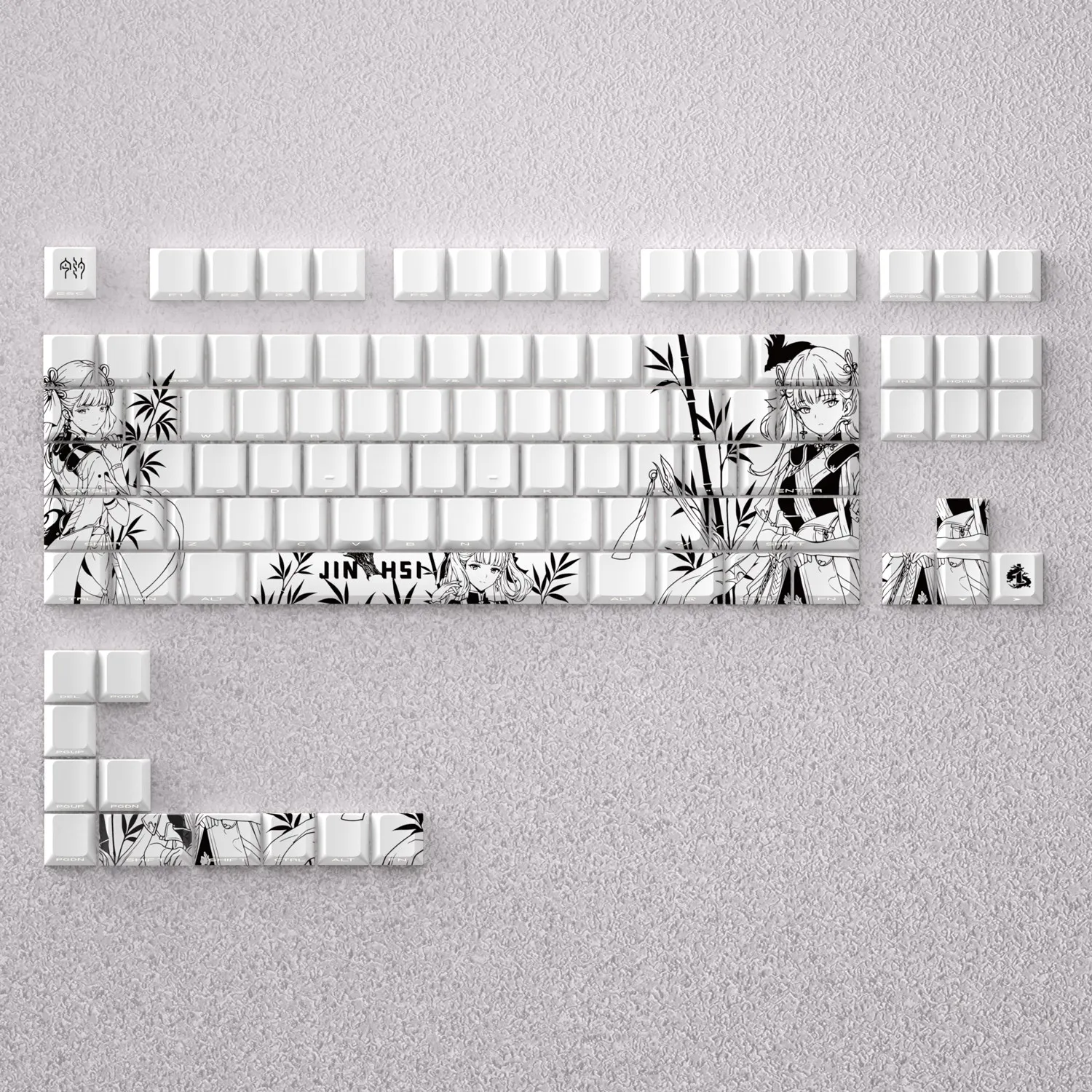 98 Keys Jinhsi Keys Cap Wuthering Waves Anime Keycaps PBT Cherry Profile Keycap Mechanical Keyboard Made68 Mad68 Wooting 60 EV63