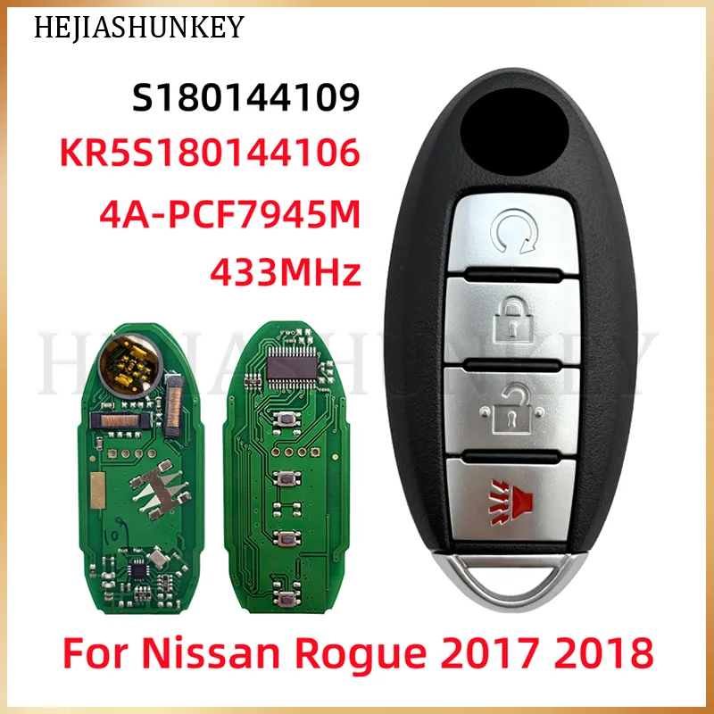 S180144109 KR5S180144106 285E3-6FL2B 4 Buttons Smart Remote Key Fob 433.92MHz 4A PCF7945M Chip For Nissan Rogue 2017-2018