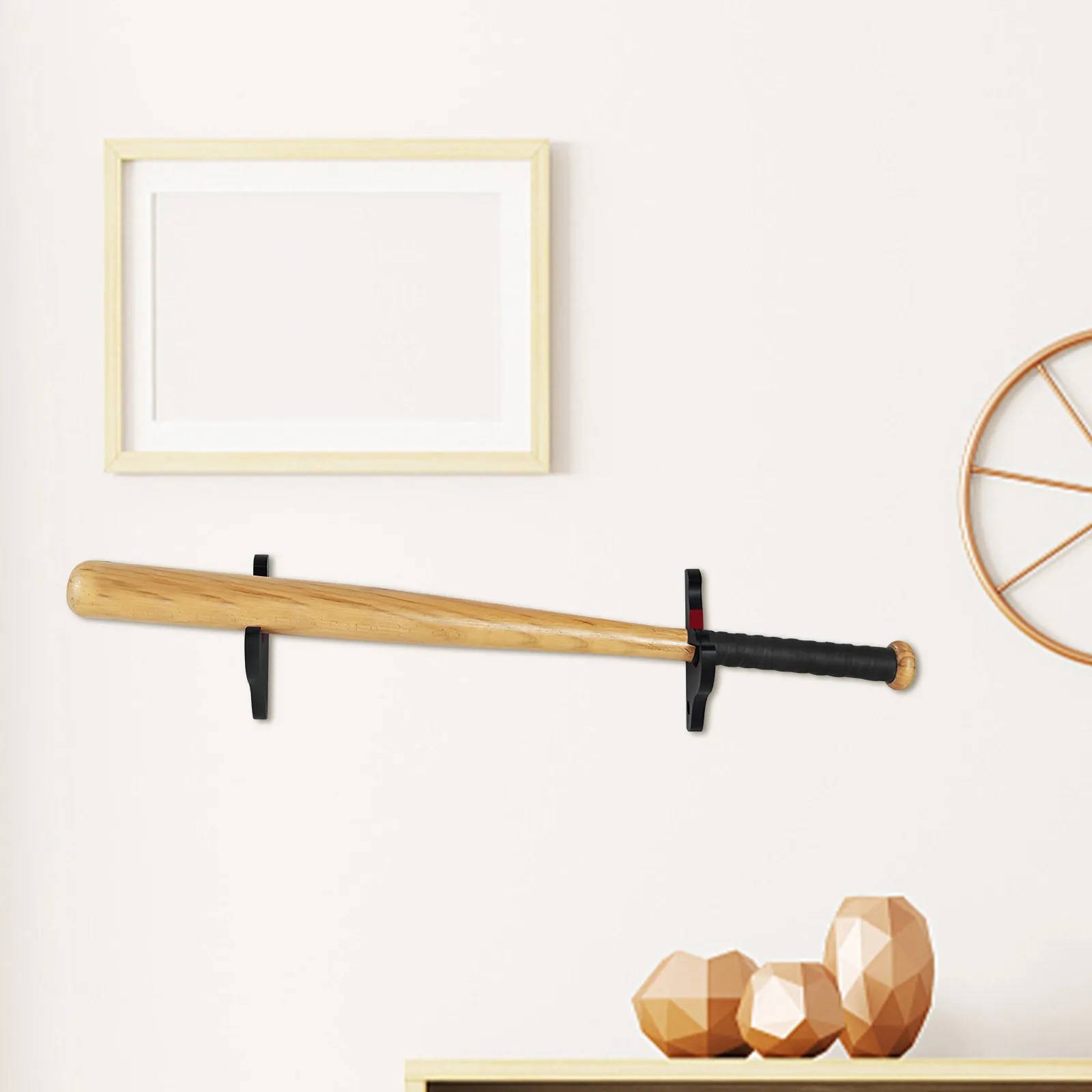 

1Pair Wood Bat Rack Wall Mounted Baseball Bat Display Holder Creative Convenient Storage Stand for Game Used Autographed