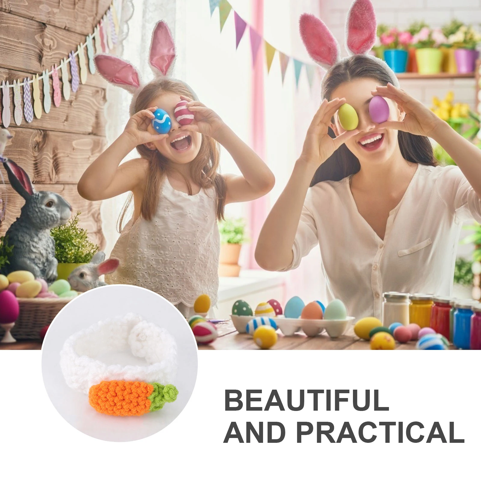 

2pcs Woolen Bracelets Bright Colors Easter Party Handmade Quality Wool Safe Child Lovely Rabbit Theme Wristbands
