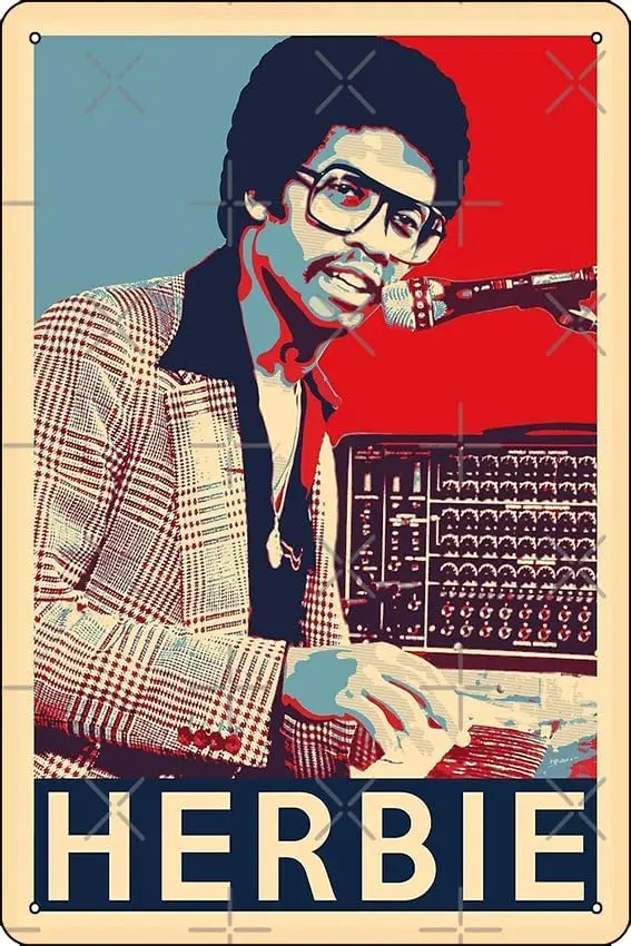 Herbie Hancock Hope Poster - Sizes of Jazz Musician History Poster Metal Tin Sign 12 X 8 Inch Funny Man Cave Home Office Ba sign