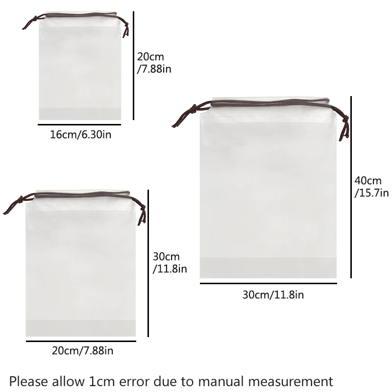 10 pcs Transparent rope bag, clothing, socks, gloves, towels, sundries, umbrella, dust-proof storage bag