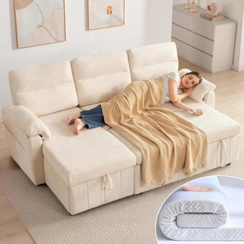 كرسي أريكة سرير Tbfit مع وسادة، سرير عثماني 4 في 1 متعدد الوظائف، ضيف كتان قابل للتعديل ومتعدد الوظائف قابل للطي