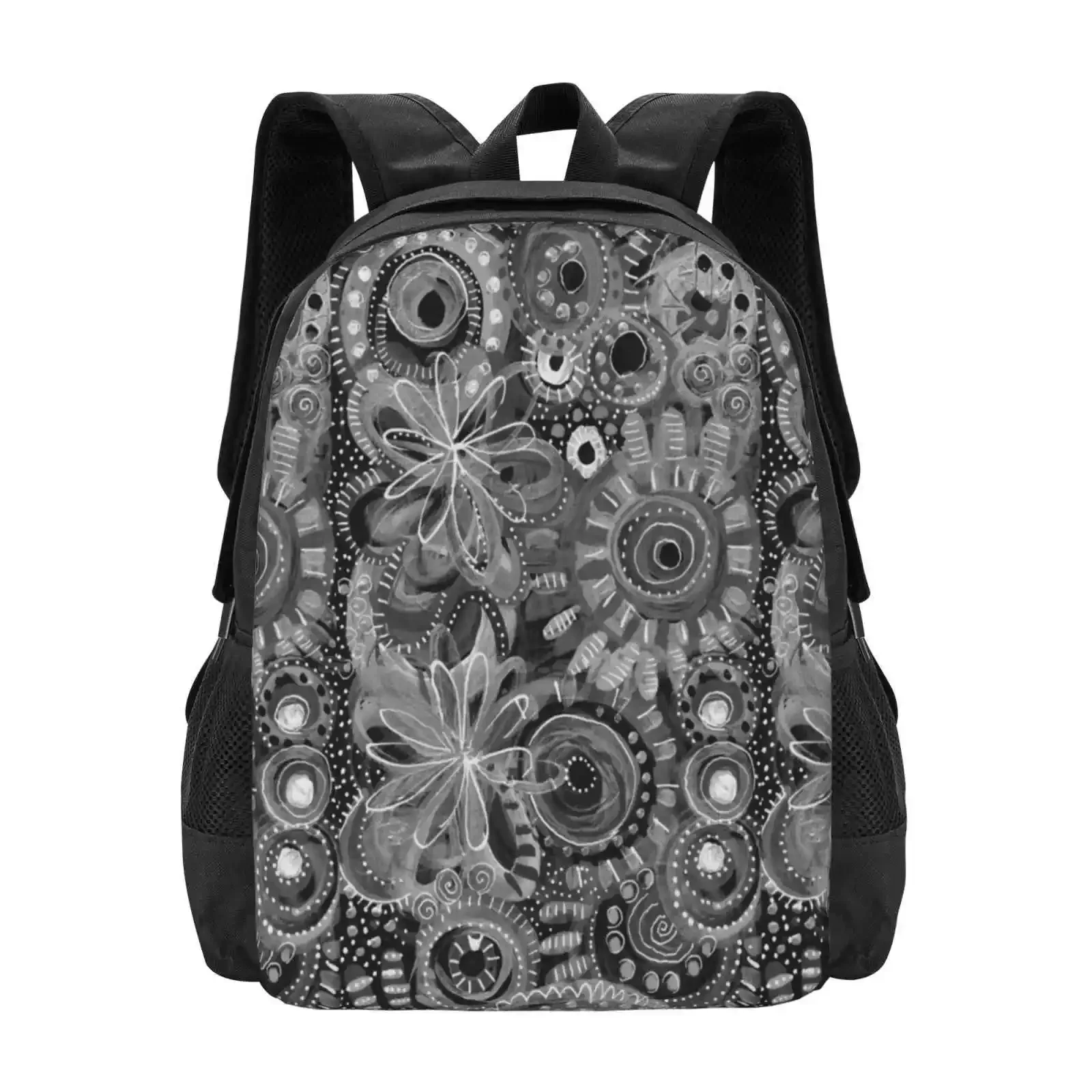 

Zebra Party Hot Sale Schoolbag Backpack Fashion Bags Zebra Party Black And White Circles Flowers Botanical Plants Dots Modern