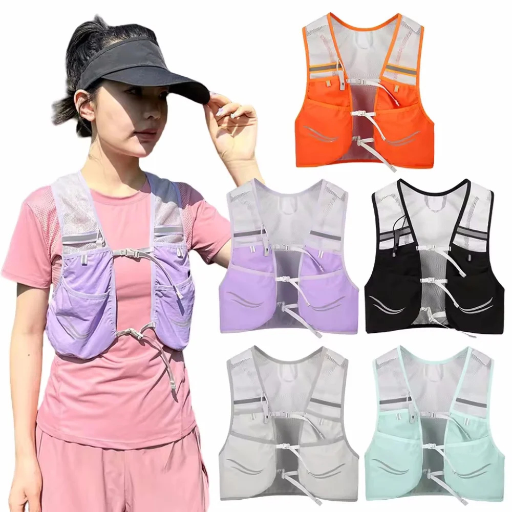 Reflective Running Vest Hydration Running Chest Bag Ultralight Cycling Vest Mobile Phone Cards Bag For Male Female Outdoor