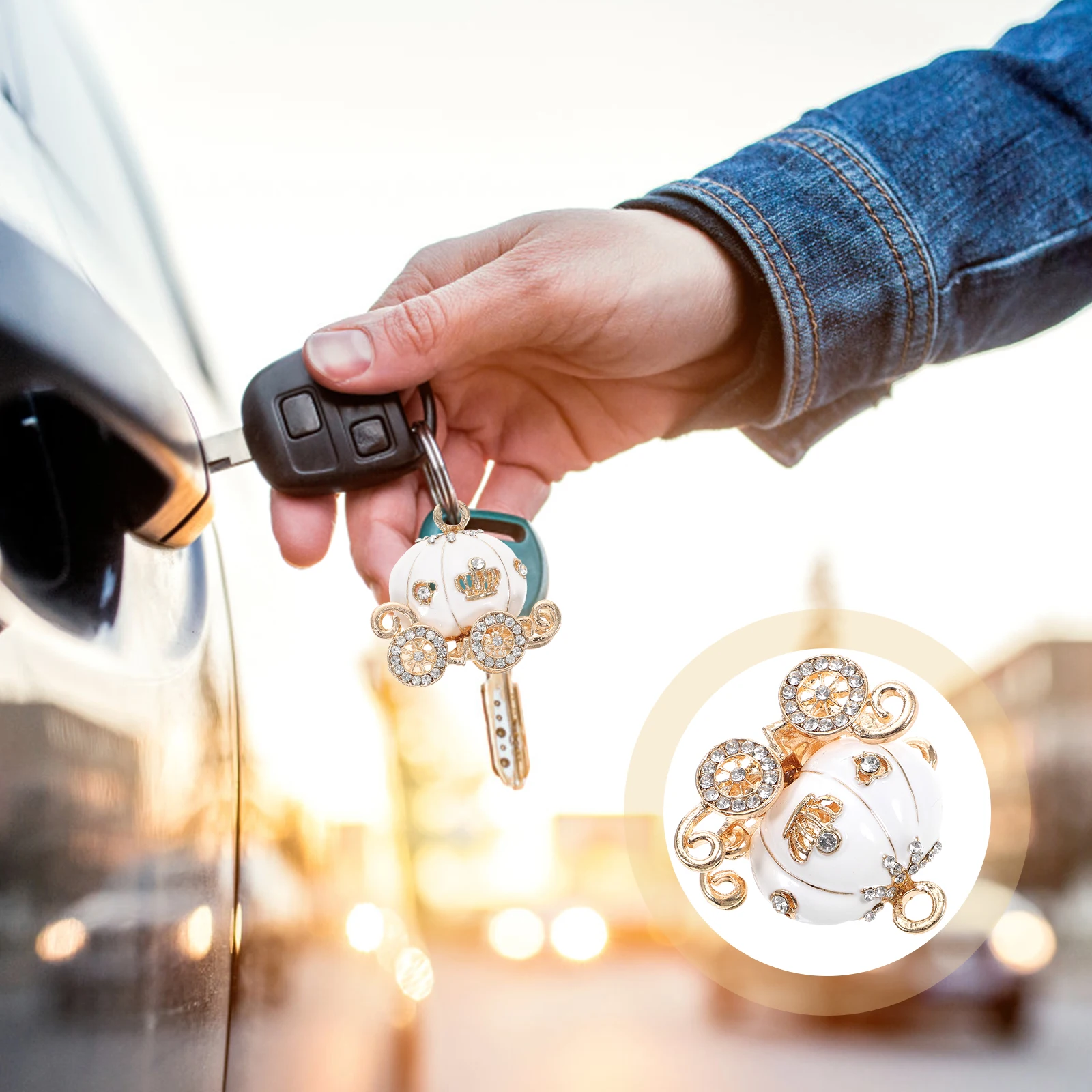 

2 Pcs Key Chain Accessories Stylish Ring Decoration Handbag Car Hanging Creative