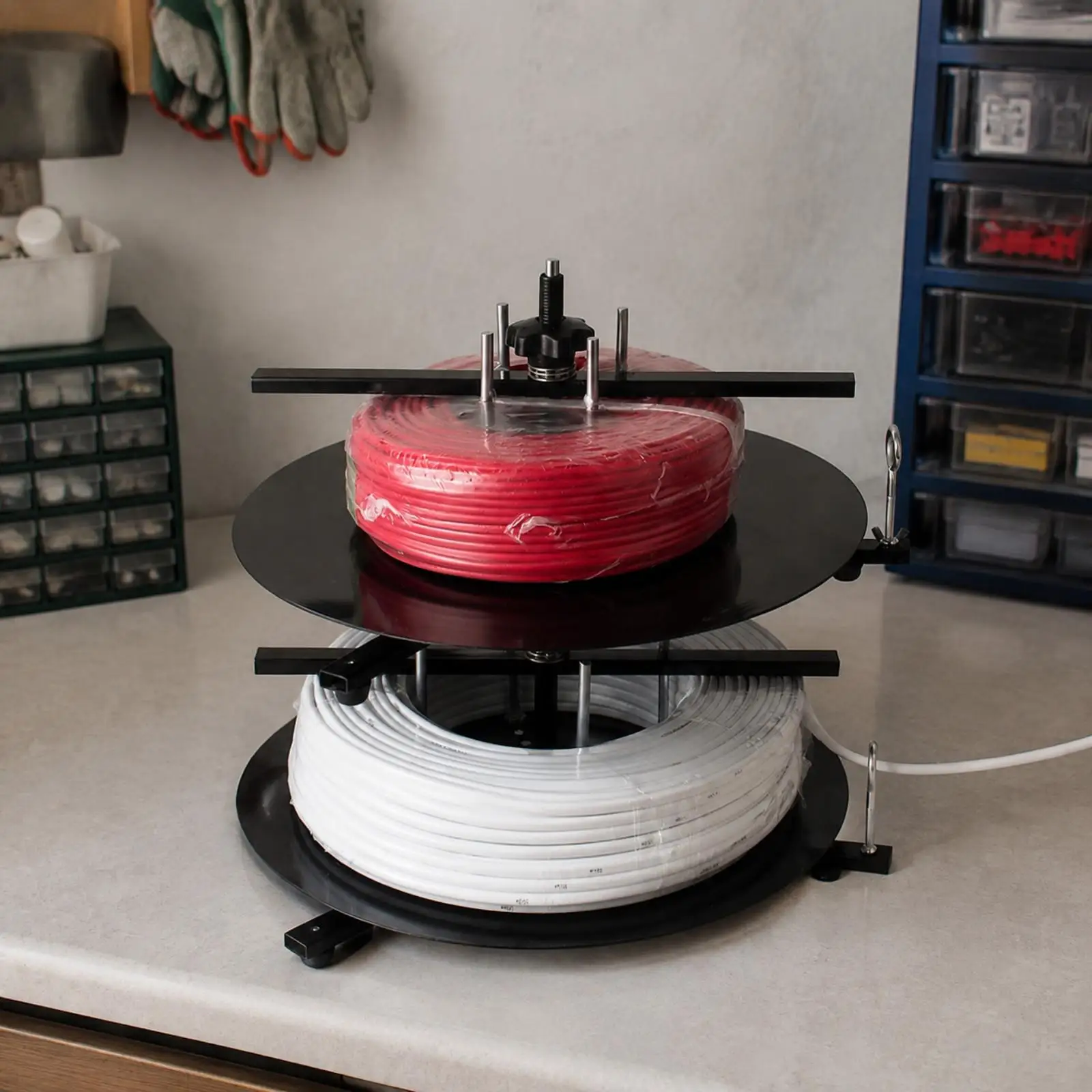 Freestanding Cable Dispensing Rack | Adjustable Retaining Hardware, Stabilizing Feet for Stability, Wire Dispensing Rack,
