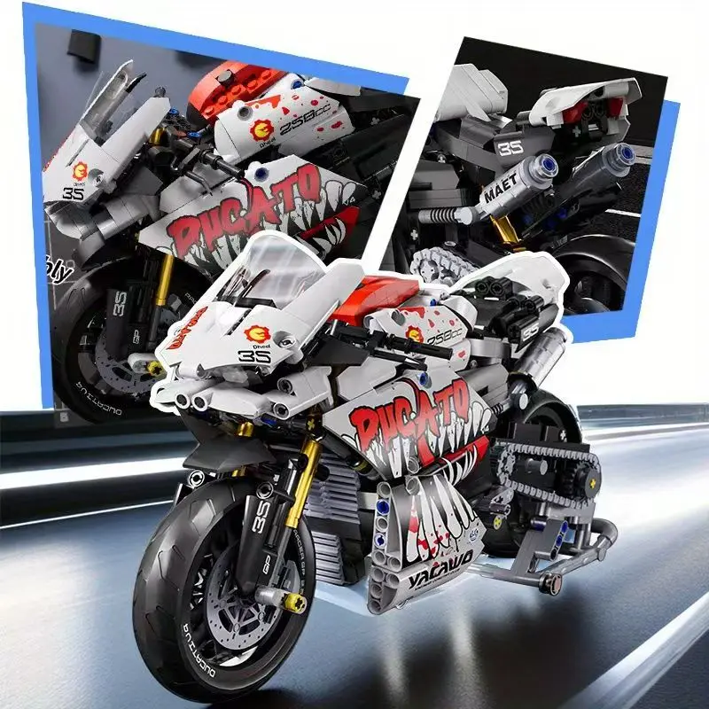 V4s Motorrad-Bausatz, Super-Rennmodell mit Ausstellungsständer, STEM-Spielzeug für Erwachsene und Jugendliche, perfekte Weihnachtsgeschenke – Detail 22